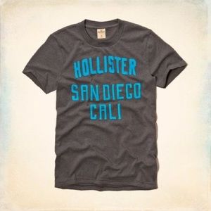 Hollister Co. Guys Dark Grey Appliqué Logo Tee